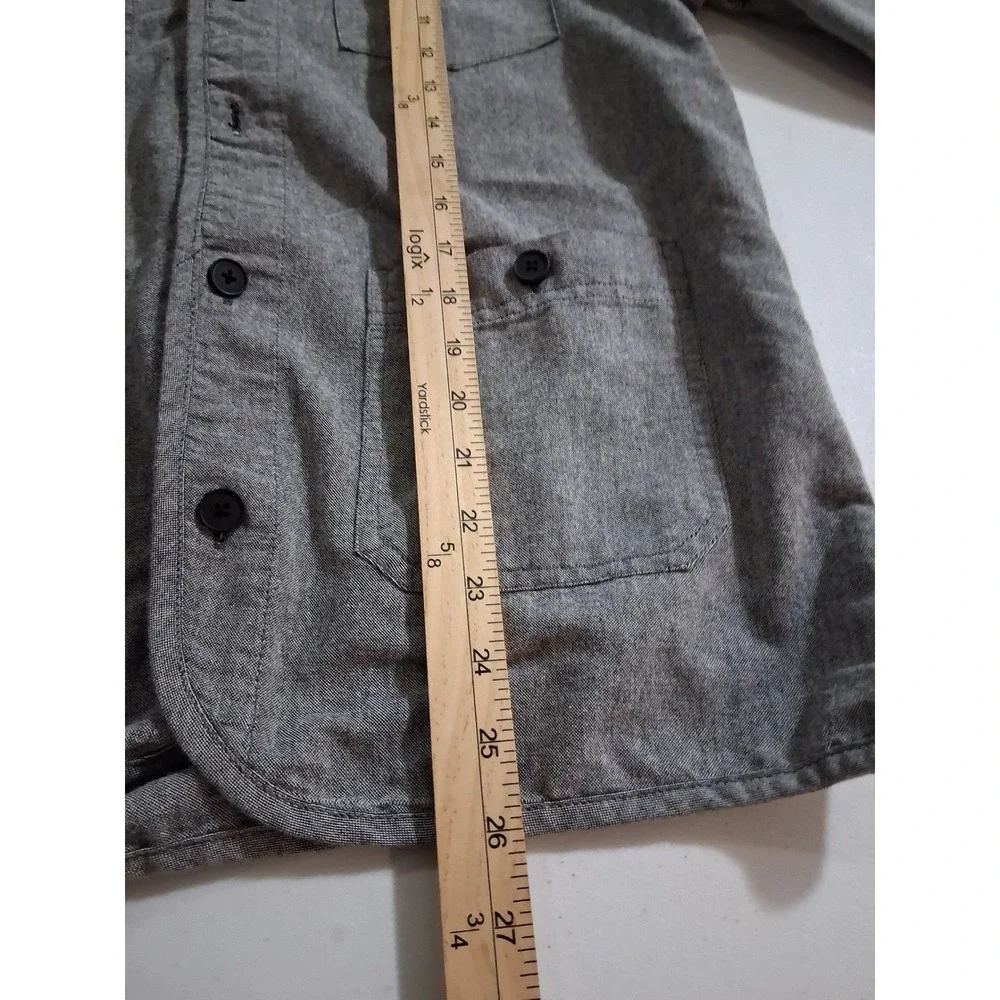 Comune Mens Gray Heather Long Sleeve Button Down Shirt Single Pocket Size M